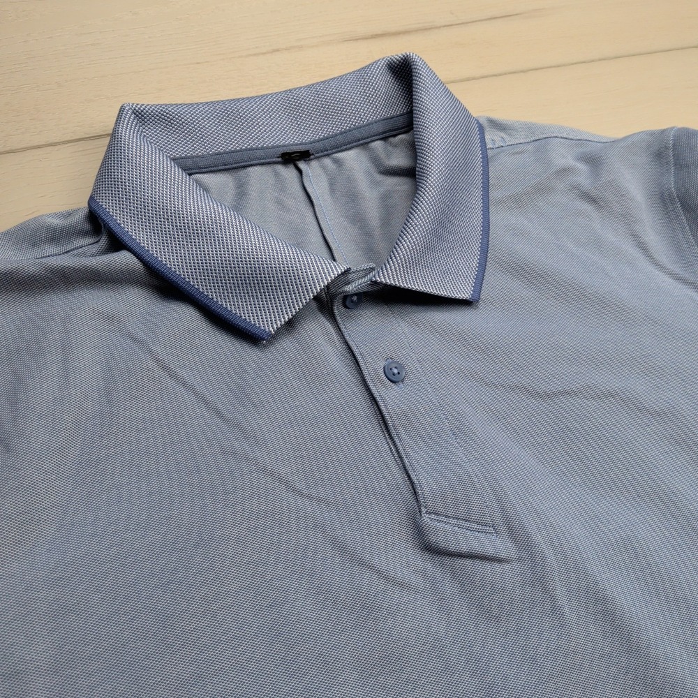 Lululemon Polo Shirt Mens M Tech Pique Blue Golf Performance Vented Stretch